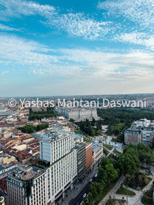 Skyline Splendor: Aerial View of Madrid's Iconic Landmarks from Hotel Riu