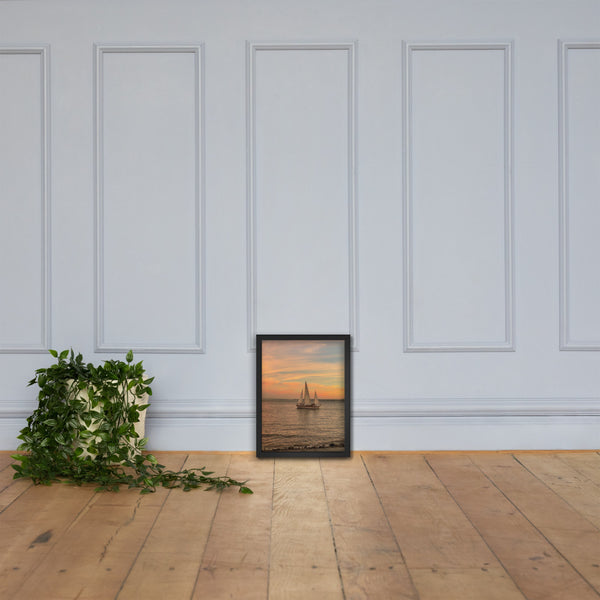 Lisbon Ocean Sunset View: Matte Framed Poster