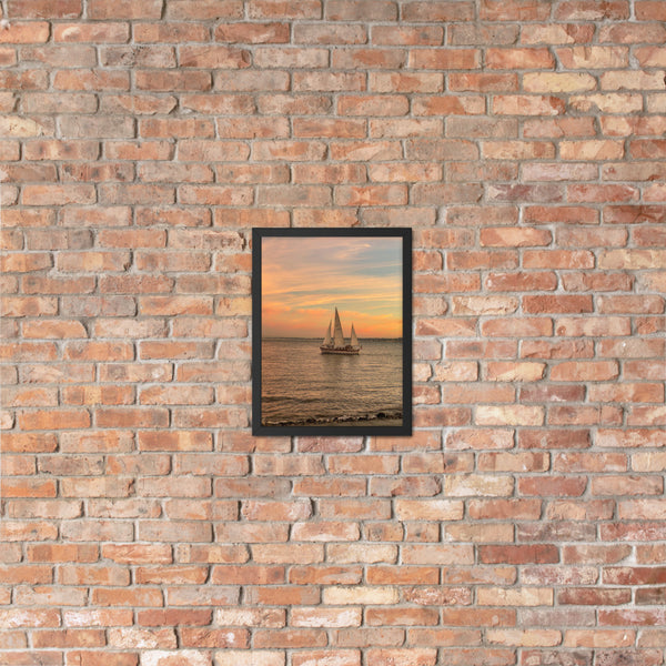 Lisbon Ocean Sunset View: Matte Framed Poster