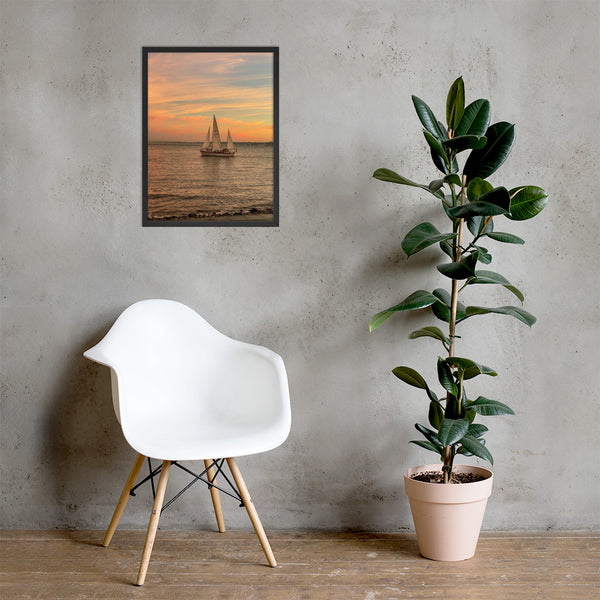 Lisbon Ocean Sunset View: Matte Framed Poster