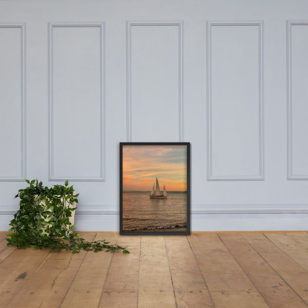 Lisbon Ocean Sunset View: Matte Framed Poster