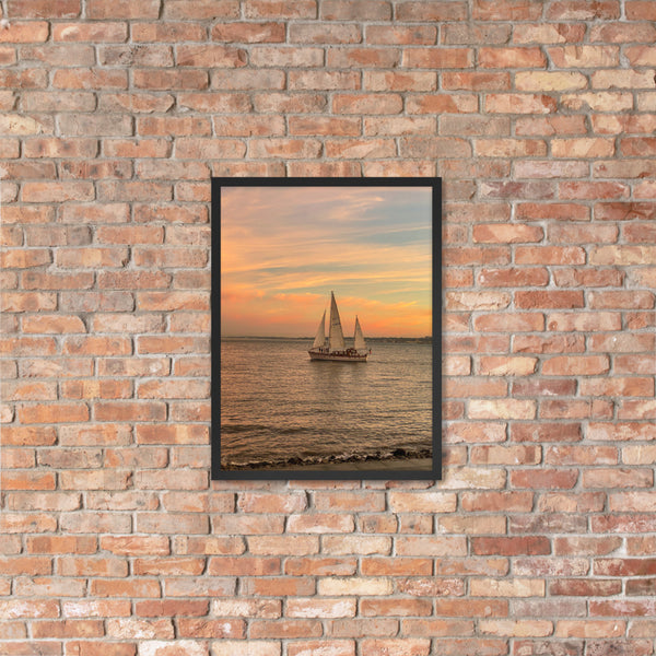 Lisbon Ocean Sunset View: Matte Framed Poster