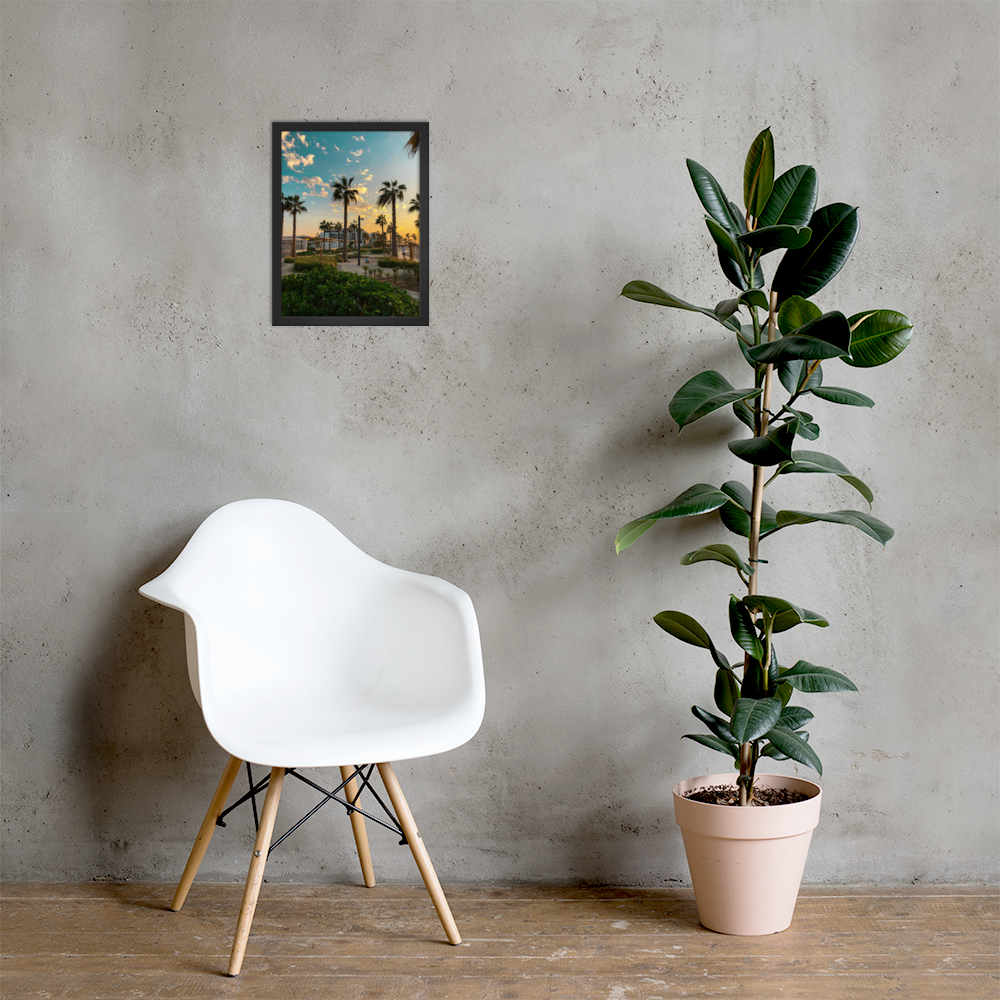 Dubai Sunset Palm: Matte Framed Poster